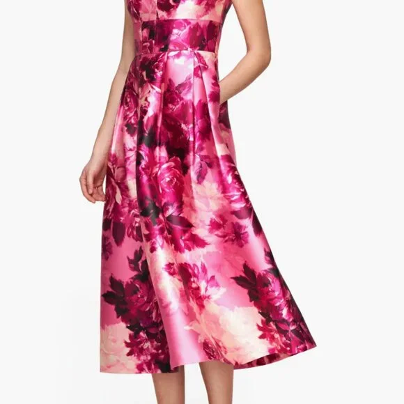 Kay Unger Tierney Floral Tea-Length Dress - Picture 6 of 11